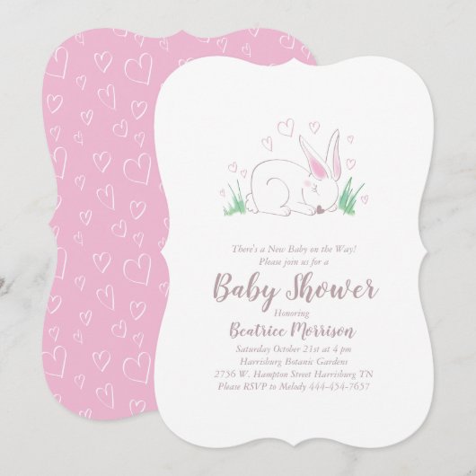 Invitation Lapin Baby shower lapin Animaux de bois (Devant / Derrière)