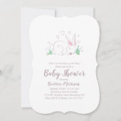 Invitation Lapin Baby shower lapin Animaux de bois (Devant)