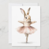 Invitation Lapin ballerine à l'aquarelle dansant rose chamois (Devant)