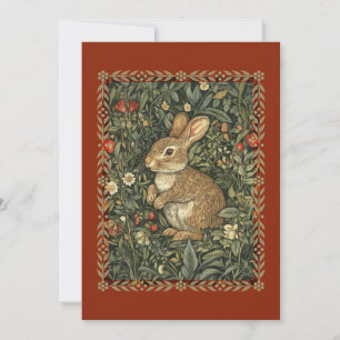 Invitation Lapin bébé dans un jardin de style William Morris