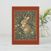 Invitation Lapin bébé dans un jardin de style William Morris (Debout devant)