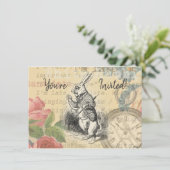 Invitation Lapin Blanc Alice au Pays des Merveilles Art (Debout devant)
