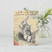 Invitation Lapin Blanc Alice au Pays des Merveilles Art (Debout devant)