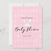 Invitation Lapin Blanc Argyle Rose Devinez les caractéristiqu (Dos)