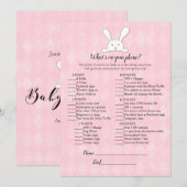 Invitation Lapin Blanc Lapin Rose Ce qui est sur votre jeu de (Devant / Derrière)