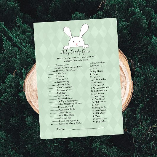 Invitation Lapin Blanc Lapin Vert Bébé Candy Douche Jeu
