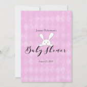 Invitation Lapin Blanc Lapin Violet Bébé Candy Douche Jeu (Dos)