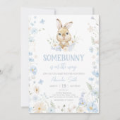 Invitation Lapin bleu Assez Baby shower (Devant)