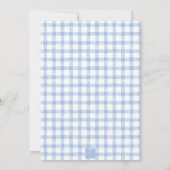 Invitation Lapin Bleu Bunny Gingham Monogramme Crête Annivers (Dos)