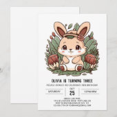 Invitation Lapin Boho Bunny Digital Anniversaire (Devant / Derrière)