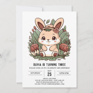 Invitation Lapin Boho Bunny Digital Anniversaire