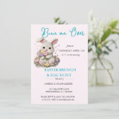 Invitation Lapin brodé PÂQUES BRUNCH & CHASSE (Debout devant)