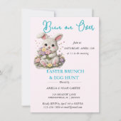 Invitation Lapin brodé PÂQUES BRUNCH & CHASSE (Devant)