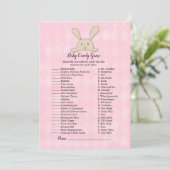 Invitation Lapin Brun Jeu de Candy Shower pour Bébé Rose (Debout devant)