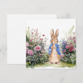 Invitation Lapin classique dans son jardin de fleurs (Devant / Derrière)
