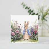Invitation Lapin classique dans son jardin de fleurs (Debout devant)