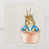 Invitation Lapin classique dans un pot de plante (Devant / Derrière)