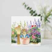 Invitation Lapin Classique dans un Pot Premier anniversaire (Debout devant)