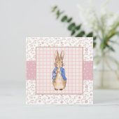 Invitation Lapin classique dans une veste bleue (Debout devant)