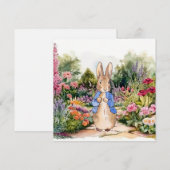 Invitation Lapin classique dans une veste bleue (Devant / Derrière)