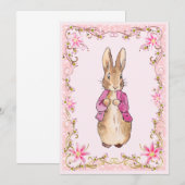 Invitation Lapin classique dans une veste rose (Devant / Derrière)