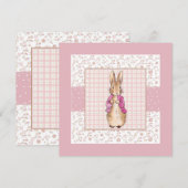 Invitation Lapin classique dans une veste rose (Devant / Derrière)