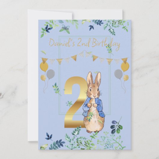 Invitation Lapin classique en veste bleue (Devant)