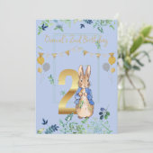 Invitation Lapin classique en veste bleue (Debout devant)