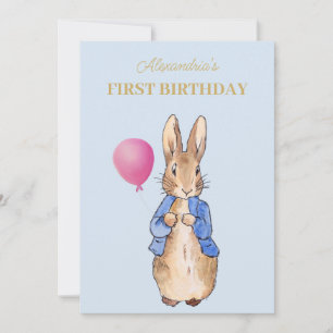 Invitation Lapin Classique Personnalisé Premier anniversaire
