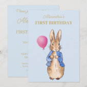 Invitation Lapin Classique Personnalisé Premier anniversaire (Devant / Derrière)