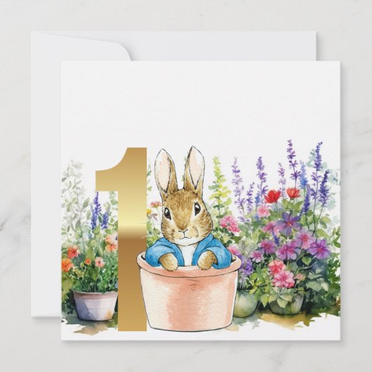 Invitation Lapin classique Premier anniversaire (Devant)
