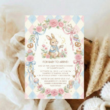 Lapin Coquette Baby Shower Fleur Rose Pâle