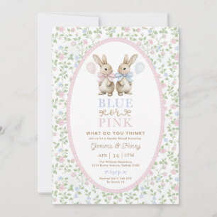 Invitation Lapin Coquette Bleu ou Rose Révélation du Sexe