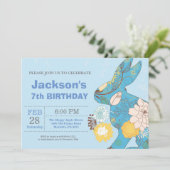 Invitation Lapin d'anniversaire d'oeuf de pâques de garçon (Debout devant)