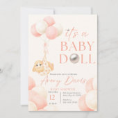 Invitation Lapin dans un thème rose bébé shower (Devant)
