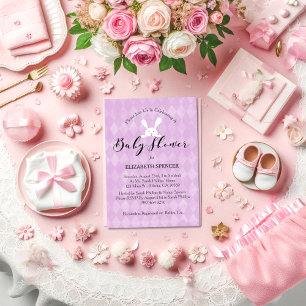 Invitation Lapin de Baby Shower Violet Baby Shower