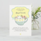 Invitation Lapin de blanc de thé de baby shower (Debout devant)