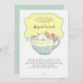 Invitation Lapin de blanc de thé de baby shower (Devant / Derrière)