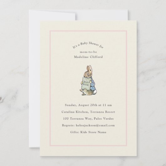 Invitation Lapin de conte de fées classique rose Baby Shower  (Devant)