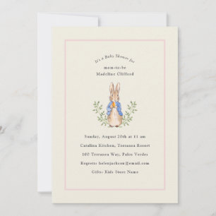 Invitation Lapin de conte de fées classique rose Baby Shower