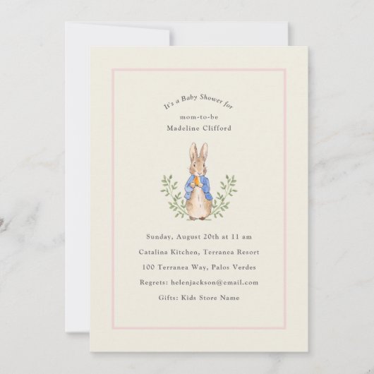 Invitation Lapin de conte de fées classique rose Baby Shower (Devant)