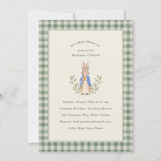 Invitation Lapin de Conte de Fées Classique Sage Baby Shower (Devant)