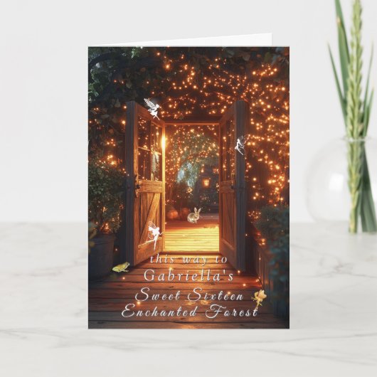 Invitation Lapin de la porte des fées de la forêt enchantée (Devant)