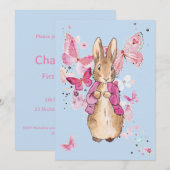 Invitation lapin de livre illustré vintage (Devant / Derrière)