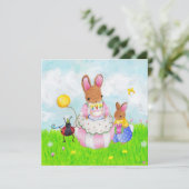 Invitation lapin de maman au gâteau (Debout devant)