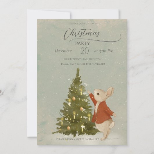 Invitation Lapin de Noël Peter (Devant)