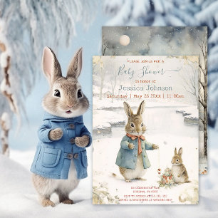Invitation Lapin de Noël Peter Baby shower classique