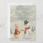 Invitation Lapin de Noël Peter Baby shower Vintage (Devant)