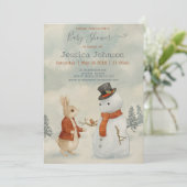 Invitation Lapin de Noël Peter Baby shower Vintage (Debout devant)