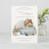 Invitation Lapin de Noël Pierre et Voiture (Debout devant)